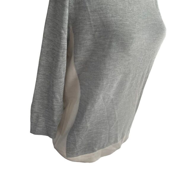 Maus & Hoffman Gray Cream Cashmere Silk 3/4 Sleeve Sweater Top L - Picture 4 of 11